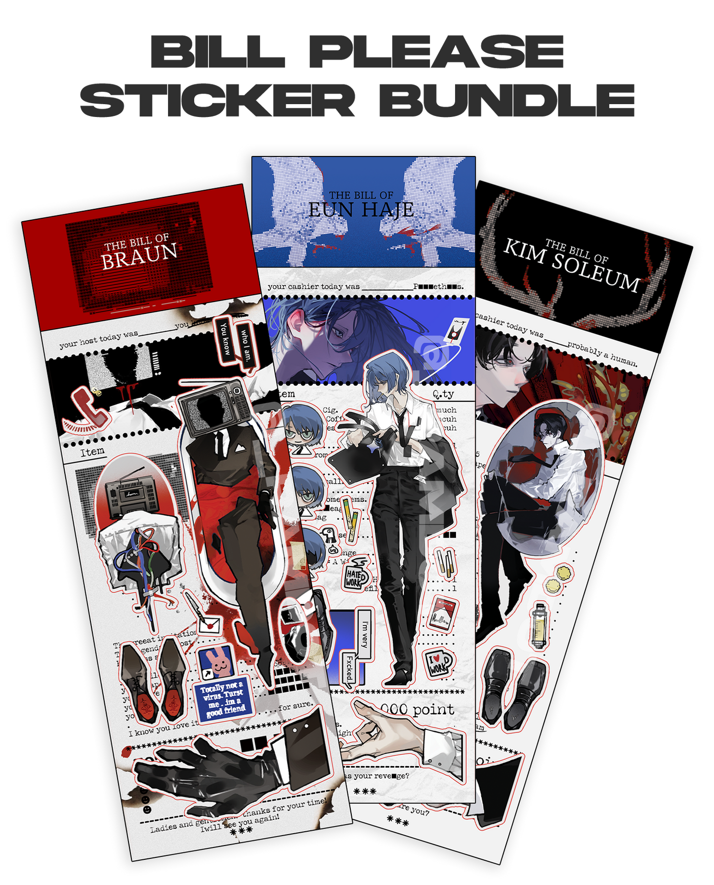 [GSGW] BILL PLEASE STICKER_Bundle_Braun,Kim Soleum, Eun Haje